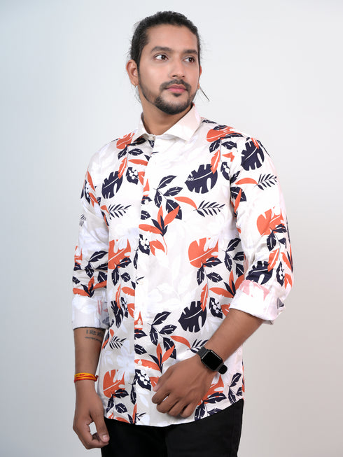 Men Cream Printed Full Shirt