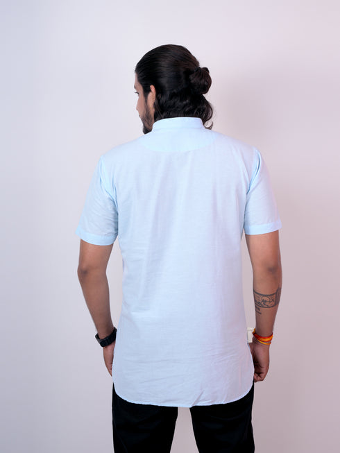 Men Solid Straight Sky Kurta