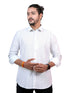 Men White Geometric Pinted Sustainable Formal Full Shirt