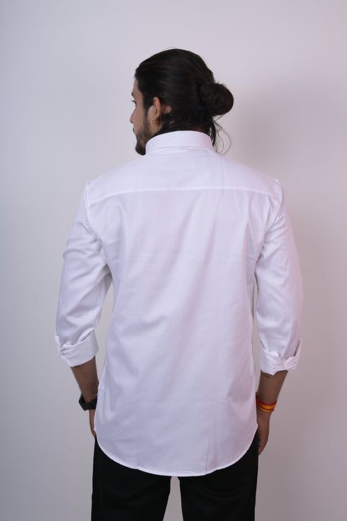 Men white solid sustainable formal shirt