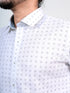 Men White Geometric Pinted Sustainable Formal Full Shirt