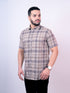 Brown Stried Casual Half Shirt