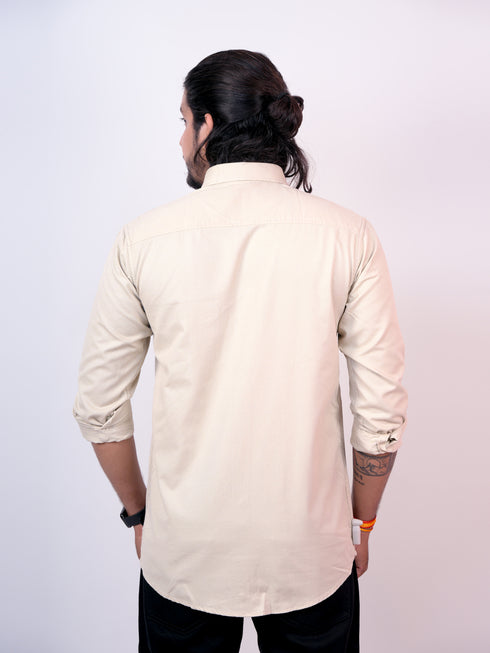 Beige Solid Full Shirt