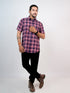 Men Pink Checked Casual Half Shirt