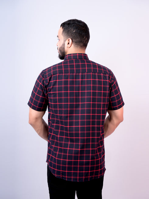 Pontiac Black Checkered Half Shirt