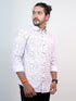 Men White Geometric Pinted Formal Shirt