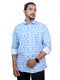 Men Sky Blue Floral Printed Full Shirt