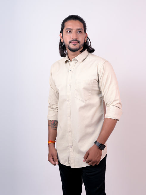 Beige Solid Full Shirt