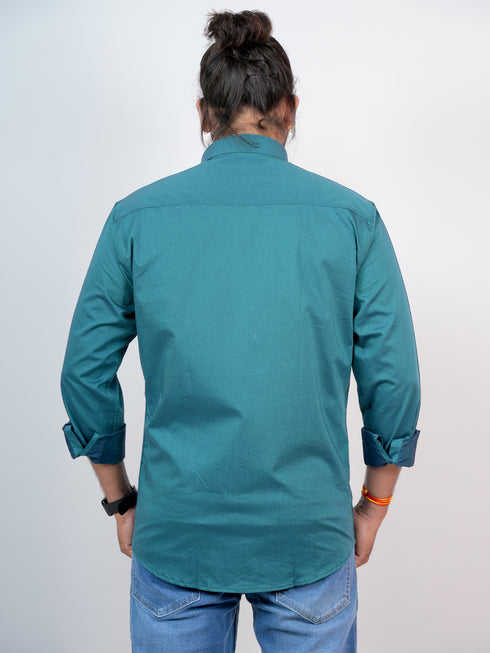 Men Teal Blue Formal Shirt