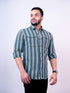 Pontiac Green Striped Casual Shirt