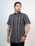 Men Black Striped Casual Half Shirt