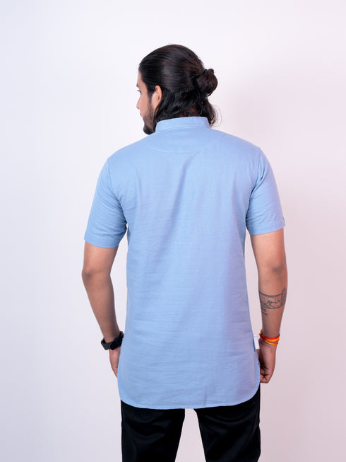 Men Blue Woven Design Kurta