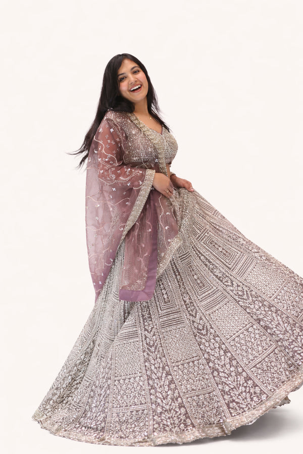 Brown Designer Lehenga Set with Embroidery