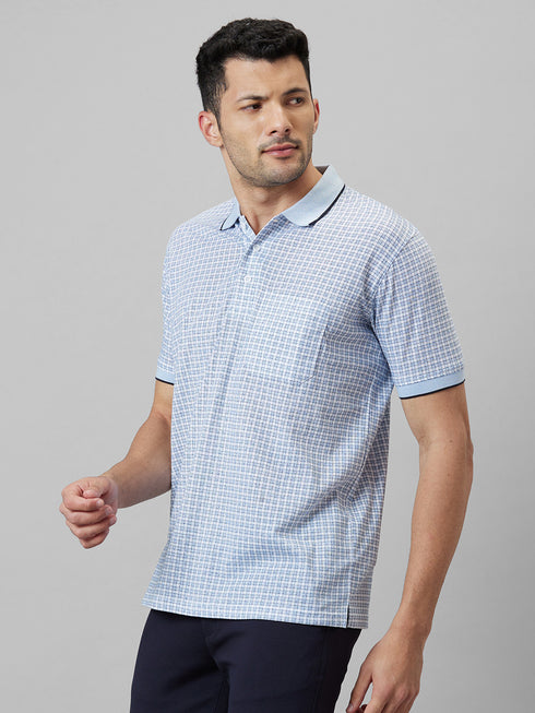 Mens Printed Formal T-Shirt With Half Sleeves And Spread Collar