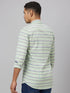 Men Green Striped line Sustainable Casual Shirt With Full Sleeves