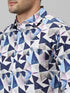 Mens Multicolour Geometric Printed cotton Linen Opaque Casual Shirt