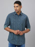 Men Blue Printed Sustainable Casual Shirt With Full Sleeves