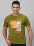 Men Olive Typography Casual T-Shirt