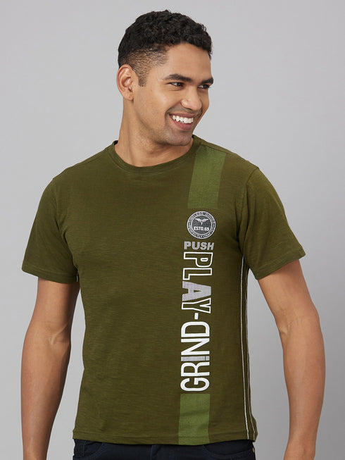 Men Green Printed Sustainable Casual T-Shirt
