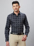 Mens Black Checked Casual Shirt Full Sleeve With Spread Collar