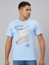 Men SKY Blue Typography Printed Casual T-Shirt
