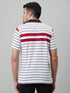Mens White & Red Casual T-Shirt With Half Sleeves And Spread Collar