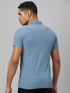 Men Blue Printed Sustainable Casual T-Shirt With Spread Collar