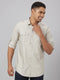 Men Khaki Solid Sustainable Casual Shirt With Spread Collar And Full Sleeves
