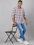 Men White & Red Checked Sustainable Casual Shirt With Full Sleeve