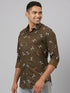 Men Olive Printed Sustainable Casual Shirt