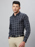 Mens Black Checked Casual Shirt Full Sleeve With Spread Collar