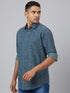 Men Blue Printed Sustainable Casual Shirt With Full Sleeves