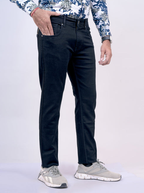 Mens Black Mid Rise Stretchable Casual Jeans