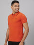 Men Orange Solid Slim Fit Polo T-Shirt