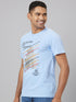 Men SKY Blue Typography Printed Casual T-Shirt