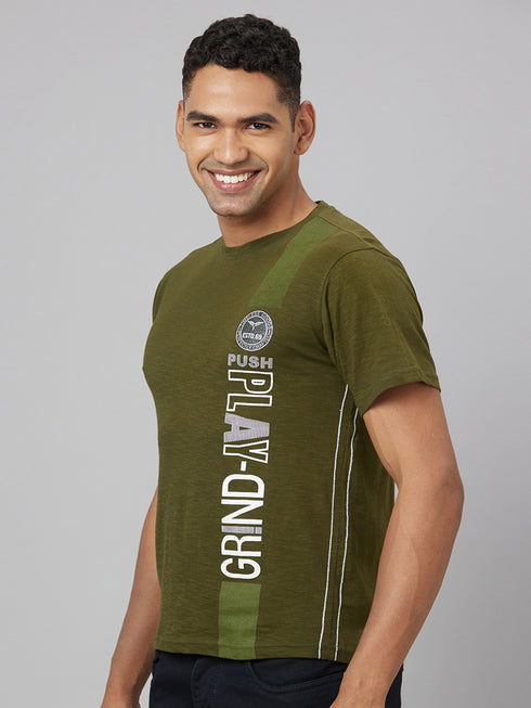 Men Green Printed Sustainable Casual T-Shirt