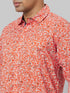 Mens Red Floral Printed Sustainable Casual Shirt With Full Sleeves