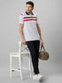 Mens White & Red Casual T-Shirt With Half Sleeves And Spread Collar
