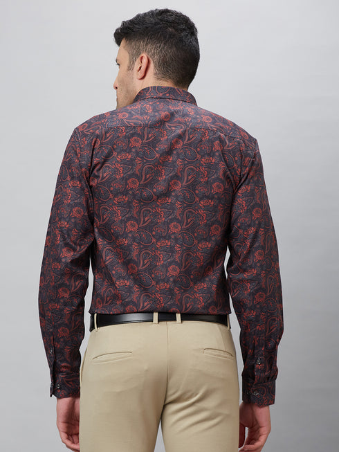 Mens Printed Casual Shirt With Full Sleeve And Spread Collar