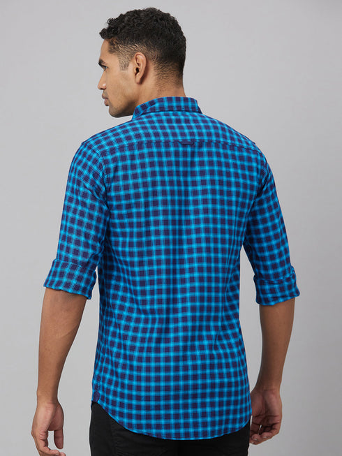Men Blue & Black Checked Sustainable Casual Shirt