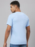 Men SKY Blue Typography Printed Casual T-Shirt