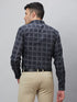 Mens Black Checked Casual Shirt Full Sleeve With Spread Collar