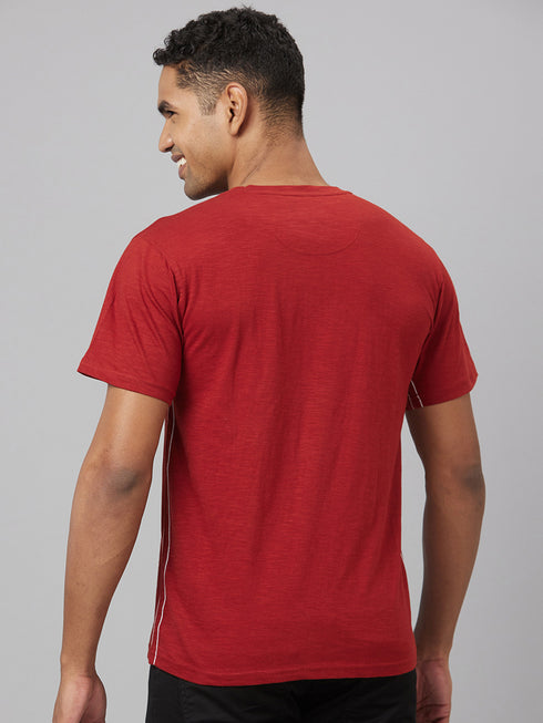 Men Red Printed Sustainable Casual T-Shirt