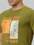 Men Olive Typography Casual T-Shirt
