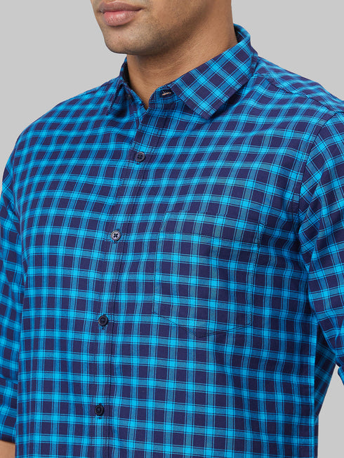 Men Blue & Black Checked Sustainable Casual Shirt
