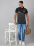 Men Black & White Printed Striped Casual T-Shirt