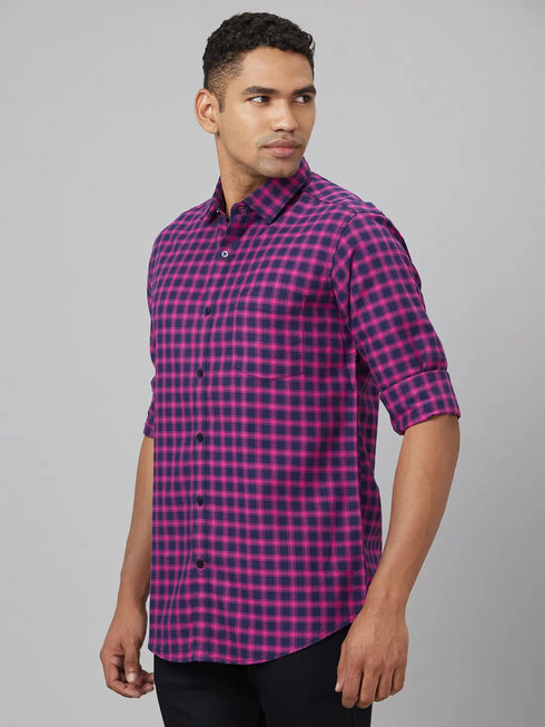 Men Pink & Blue Checked Sustainable Casual Shirt