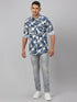Men Blue & White Floral Print Sustainable Casual Shirt