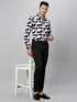 Mens Black & White Printed Casual Shirt With Full Sleeves