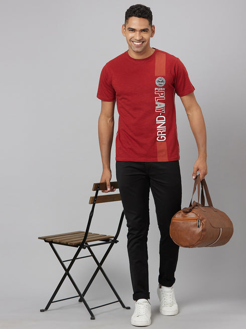 Men Red Printed Sustainable Casual T-Shirt